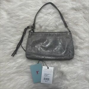 Hobo Small Light Gear Leather Purse with Brown Leather Tassel and Brass Hardware